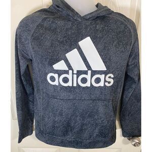 Veg Adidas Boys Gray Textured Hoodie Sweatshirt Sportswear‎ Casual  L/G (14/16)